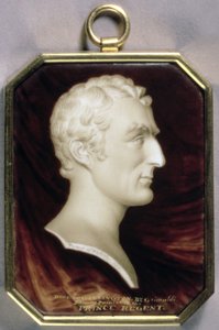 アーサーウェルズリーの肖像画のミニチュア、第1ウェリントン公爵（1769-1852）、大理石のトロンペルーイユカメオの形で、c.1817（銅のエナメルにトイレ）